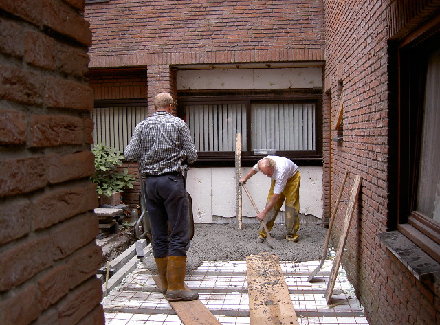 storten vloer uitbouw
