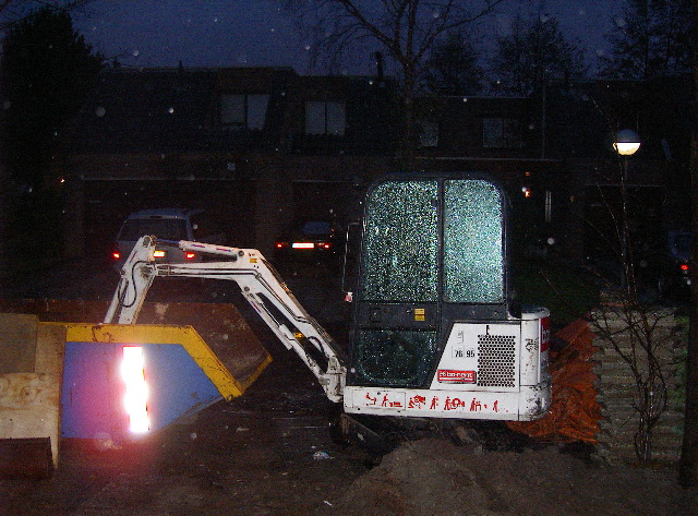 ... in de stromende regen
